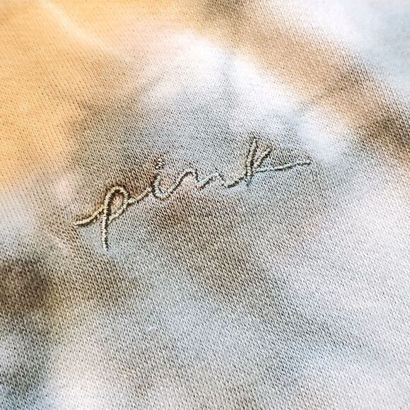 🔹️Victoria's Secret PINK Optic White Seasalt Tie Dye Cowl Neck Sweatshirt Small - Picture 8 of 12